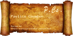 Pavlics Csombor névjegykártya